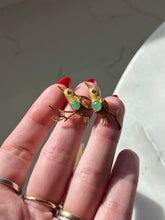 Load image into Gallery viewer, Vintage 14k Yellow Gold Jade &amp; Pink Sapphire Love Bird Brooch
