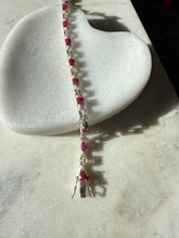 Load image into Gallery viewer, Ruby &amp; Quartz Sterling Silver Tennis Bracelet 7.5”
