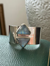 Load image into Gallery viewer, Moonstone Chunky Solid Sterling Silver Thick Width Bracelet
