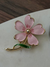 Load image into Gallery viewer, Pink Enamel Gerrys Vintage Gold Plated Flower Brooch
