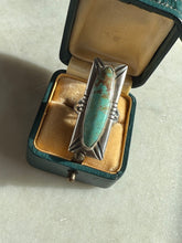 Load image into Gallery viewer, Elongated Turquoise Sterling Silver Ring Size 4.75
