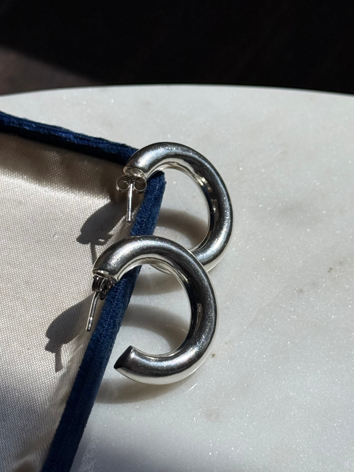 Vintage Sterling Silver Tubular Hoops