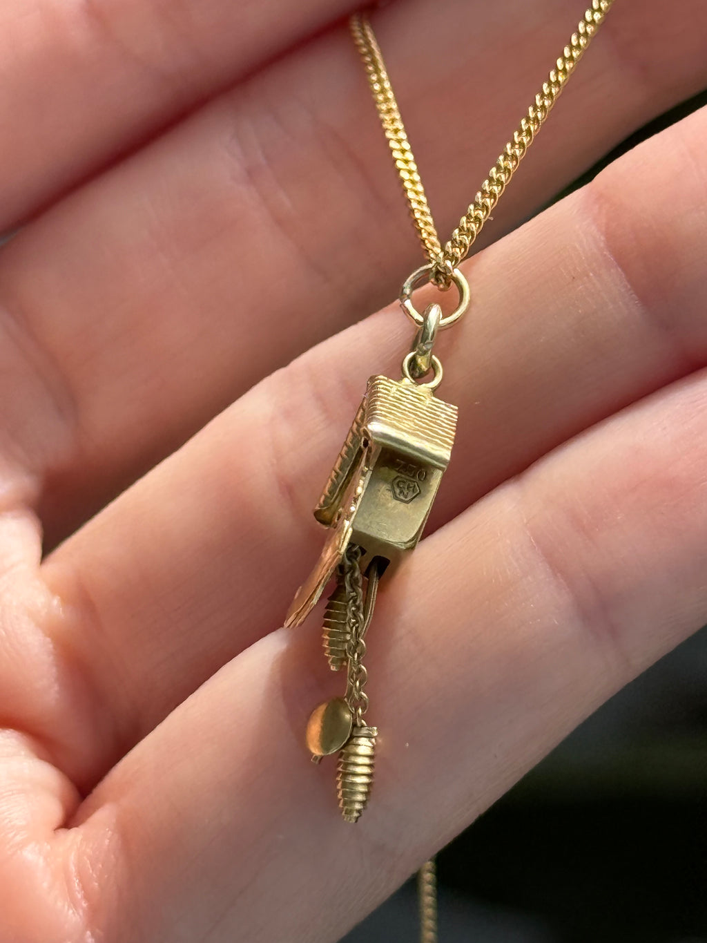 Vintage 18k Gold Cuckoo Clock Pendant