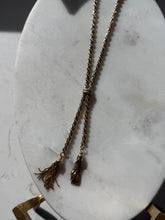Load image into Gallery viewer, Gold Vermeil Lariat Tassle Necklace 20”
