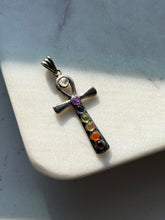 Load image into Gallery viewer, Vintage Cabochon Chakra Sterling Silver Cross Pendant
