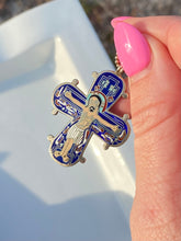 Load image into Gallery viewer, Bernhard Hertz Denmark Enamel Sterling Silver Dagmar Cross Pendant
