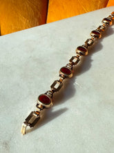 Load image into Gallery viewer, Red Czech Glass 1/20 10k Gold Filled Bracelet 7”
