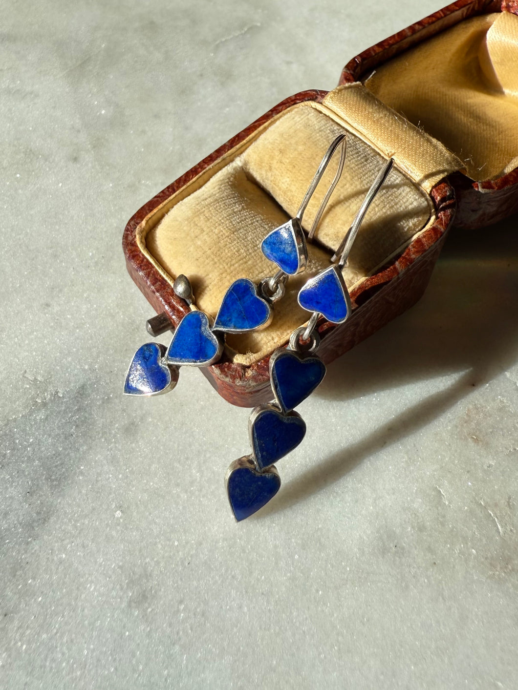 Lapis Sterling Silver Heart Earrings