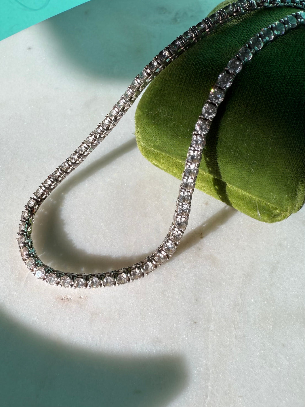 CZ Sterling Silver Tennis Chain Necklace 18”