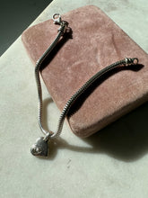 Load image into Gallery viewer, Heart Charm Sterling Snake Bracelet 7.25”
