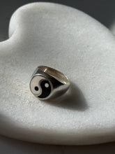 Load image into Gallery viewer, Yin Yang Enamel Sterling Silver Ring Size 8.75
