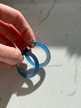 Load image into Gallery viewer, Blue Agate Sterling Silver Hoops
