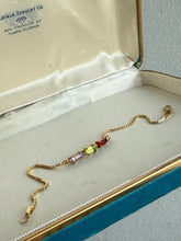 Load image into Gallery viewer, Peridot Garnet Amethyst 14k Gold Micro Box Chain Bracelet 6.5”
