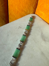 Load image into Gallery viewer, Jade Sterling Silver Bracelet 7.25”
