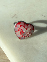 Load image into Gallery viewer, Mosaic Inlay Sterling Silver Heart Ring Size 6.5
