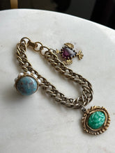 Load image into Gallery viewer, Vintage Plated Costume Charm Bracelet 7.5”
