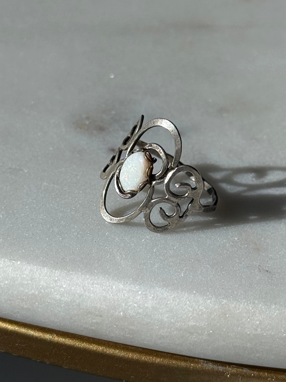 Vintage Opal Sterling Silver Ring Size 5.75
