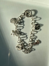 Load image into Gallery viewer, Starfish Sand Dollar Sterling Silver Charm Bracelet 7.75”
