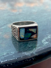 Load image into Gallery viewer, Galaxy Opal Inlay Sterling Silver Signet Ring
