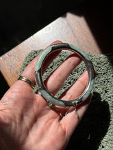 Load image into Gallery viewer, Jade Sterling Silver Etched Bangle
