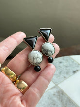 Load image into Gallery viewer, Black Onyx &amp; Howlite Sterling Earrings
