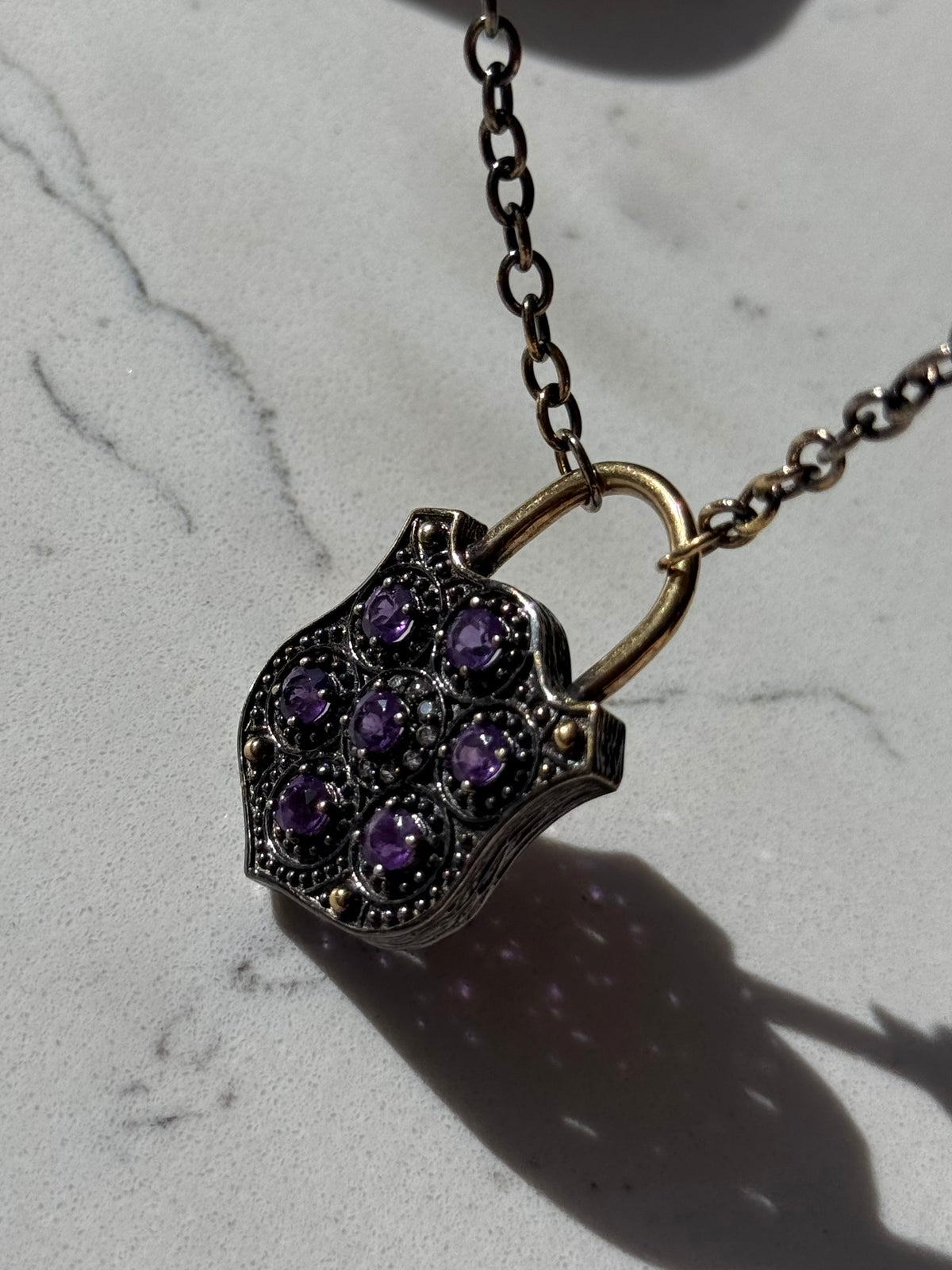 Amethyst Two-Tone Sterling Necklace