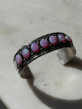Load image into Gallery viewer, Vintage Navajo Sterling Pink Opal Cuff Bracelet
