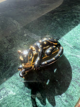 Load image into Gallery viewer, Vintage Black Enamel Gold Plated Panther Brooch
