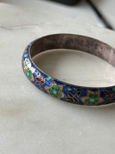 Load image into Gallery viewer, Vintage Cloisonné Enamel Sterling Silver Bangle Bracelet
