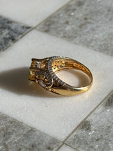 Load image into Gallery viewer, Canary Yellow &amp; Clear CZ Gold Vermeil Ring Size 8
