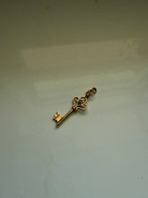 Load image into Gallery viewer, Vintage Blue Enamel 18k Yellow Gold Key Pendant
