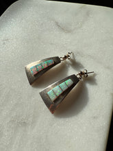 Load image into Gallery viewer, Vintage Opal Inlay Sterling Silver Earrings
