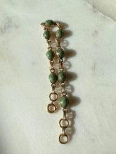 Load image into Gallery viewer, Green Stone 1/20 12k Gold Fill Bracelet 7.25”
