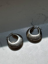 Load image into Gallery viewer, Vintage Sterling Silver Oblong Hoop Earrings
