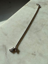 Load image into Gallery viewer, Heart Charm Sterling Snake Bracelet 7.25”

