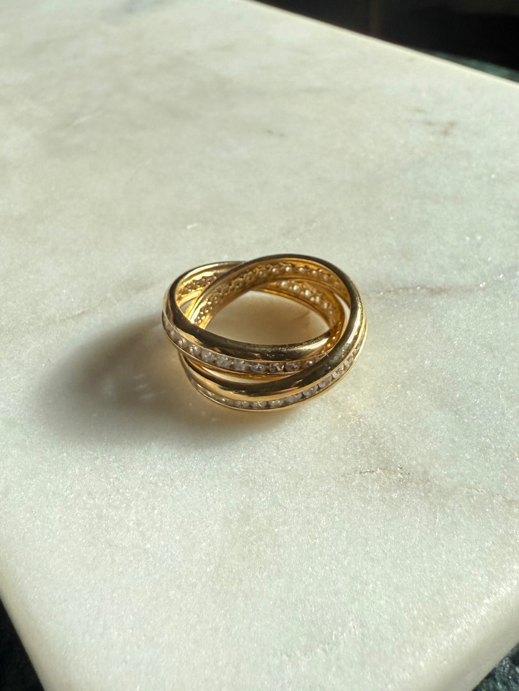 CZ Gold Vermeil Double Band Ring Size 9.25