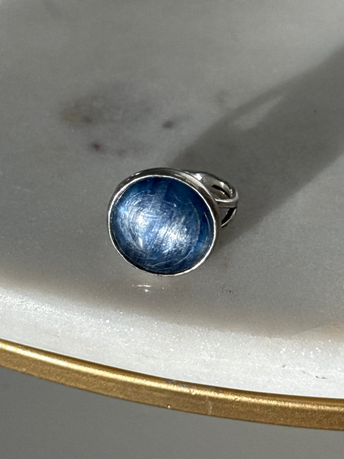 Blue Sapphire Sterling Silver Ring Size 6