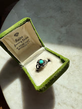 Load image into Gallery viewer, Turquoise Flower Sterling Silver Ring Size 4.75
