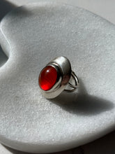 Load image into Gallery viewer, Orange Glass Sterling Silver Ring Size 5
