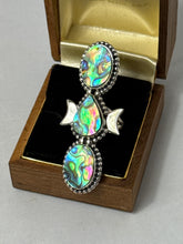 Load image into Gallery viewer, Abalone Shell Sterling Silver Elongated Ring Size 5
