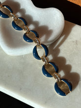 Load image into Gallery viewer, Jacqueline Kennedy Gold Plated Blue Enamel Bracelet 8.5”
