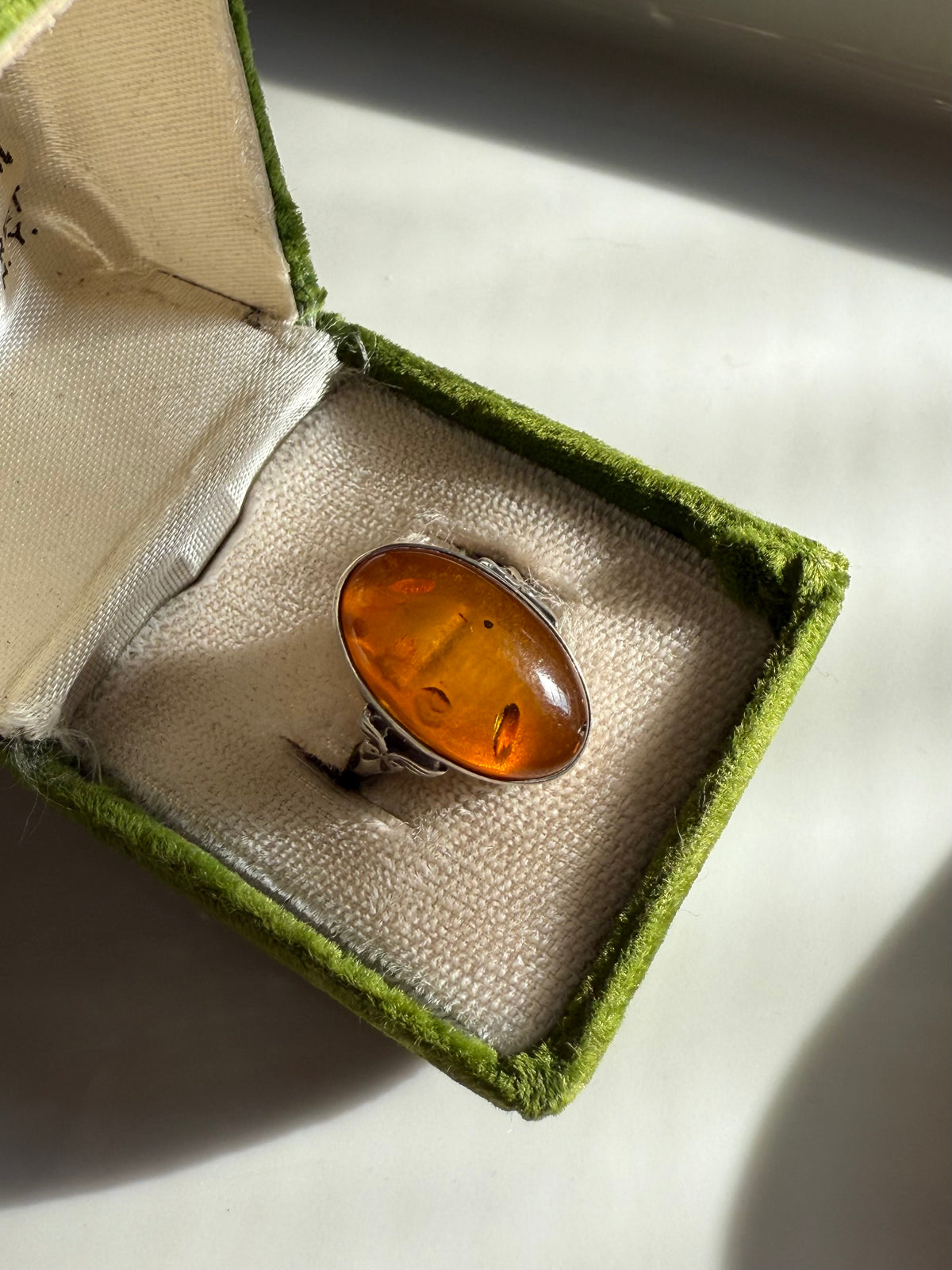Vintage Amber Sterling Silver Ring Size 5.75