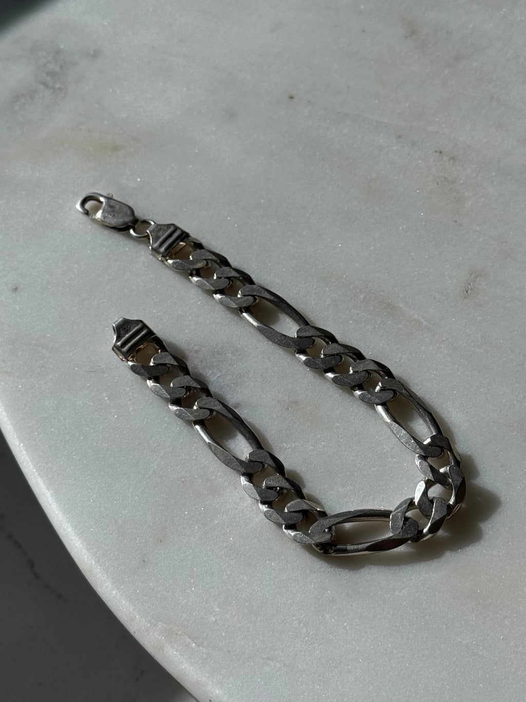 Vintage Solid Sterling Silver Figaro Link Bracelet 8.15”