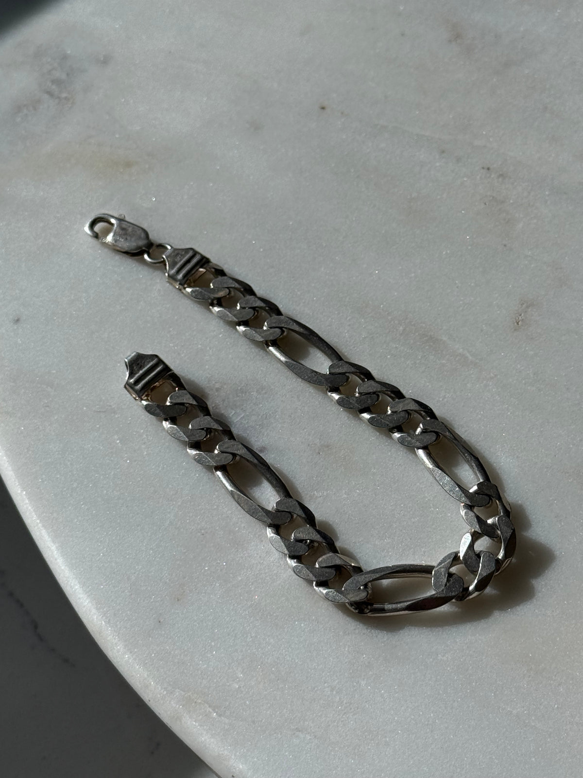 Vintage Solid Sterling Silver Figaro Link Bracelet 8.15”
