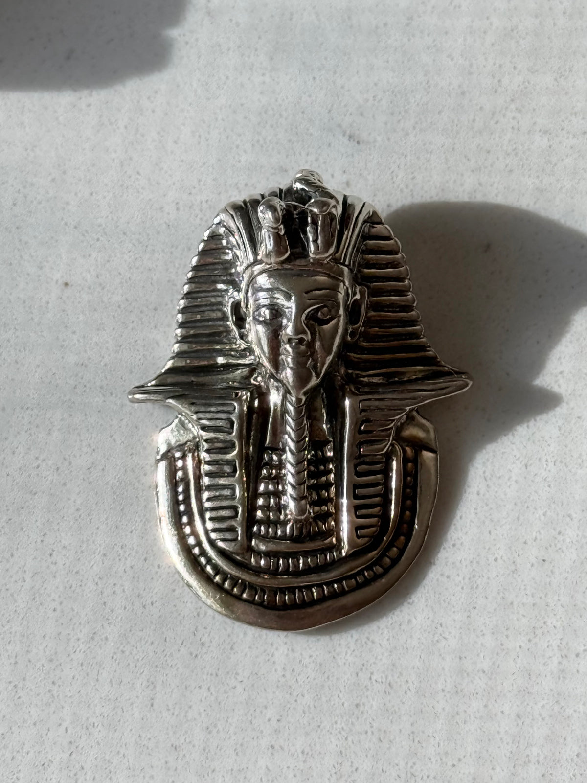 Vintage Solid Sterling Silver Egyptian Pharaoh Pendant