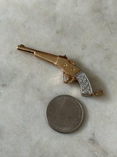 Load image into Gallery viewer, Vintage Solid 14k Two-Tone Gold .75ctw Diamond Pistol Pendant
