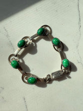Load image into Gallery viewer, Vintage Eliat Green Stone 900 Silver Bracelet
