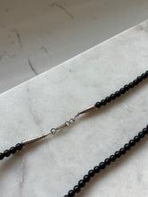 Load image into Gallery viewer, Vintage Black Onyx Bead Sterling Silver Necklace 18”
