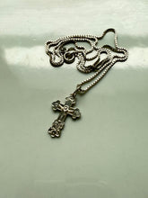 Load image into Gallery viewer, Vintage Russian Orthodox Cross Sterling Silver Necklace 18”
