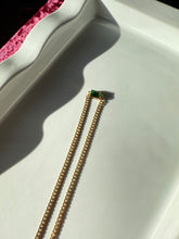 Load image into Gallery viewer, Cuban Link Gold Vermeil Green Glass Stone Necklace
